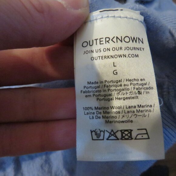 OUTERKNOWN Palisades Pocket Button Crew Merino Wool Sweater in Pale Blue Size L - Picture 15 of 15